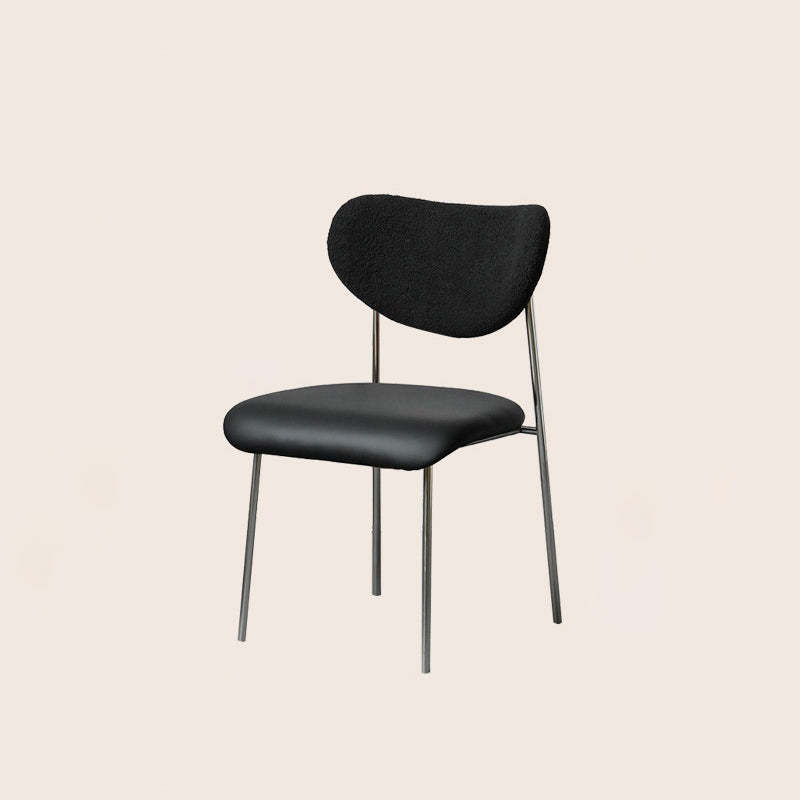 Scandinavian PU Leather Lambswool Dining Chair