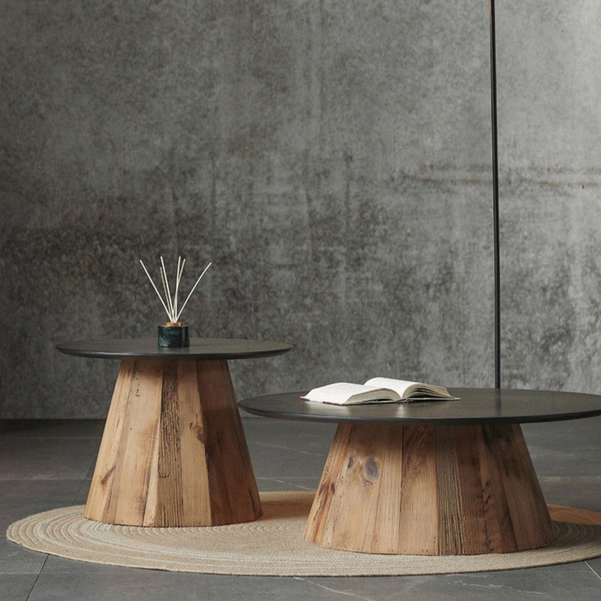Contemporary Round Oak Veneer Coffee Table