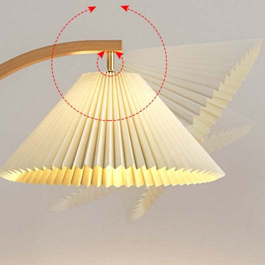 Japanese Pleated Fabric Curved Iron Floor Lamp