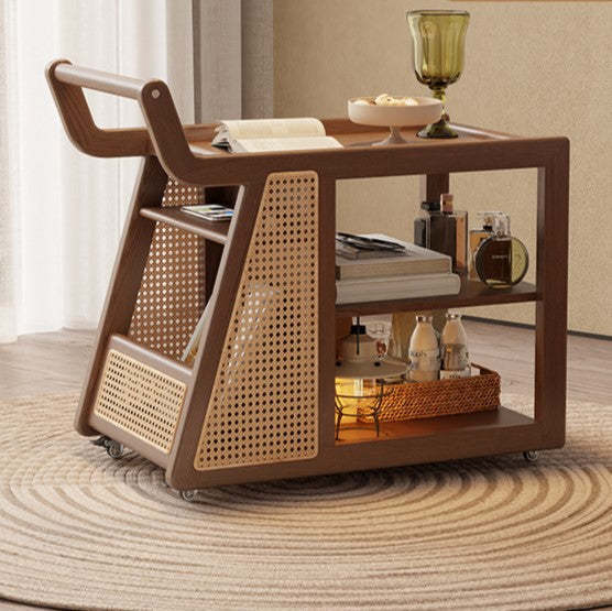 Retro Solid Wood 3-Tier Movable End Table