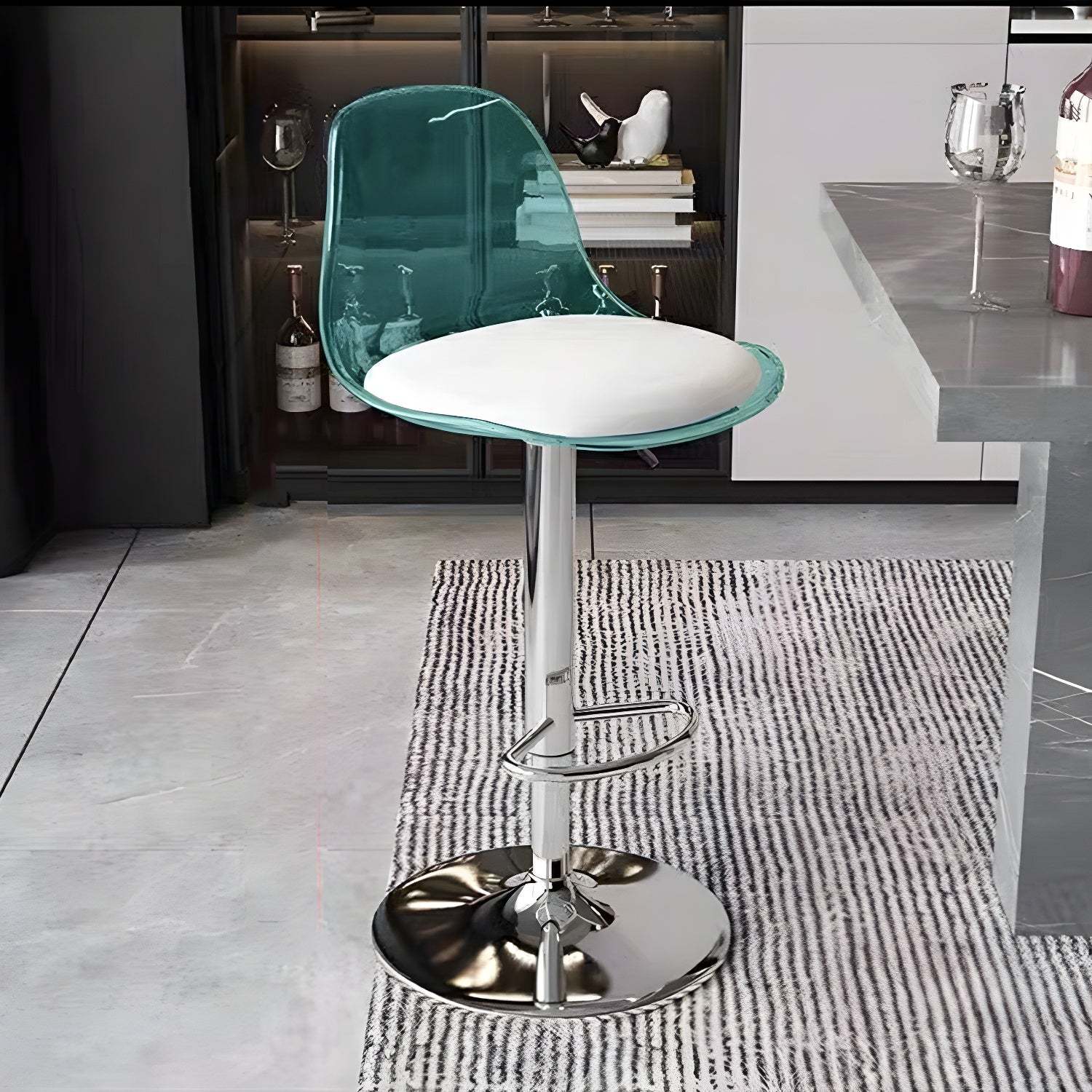 Nordic curved gray acrylic metal leather bar & counter stools, Lighom