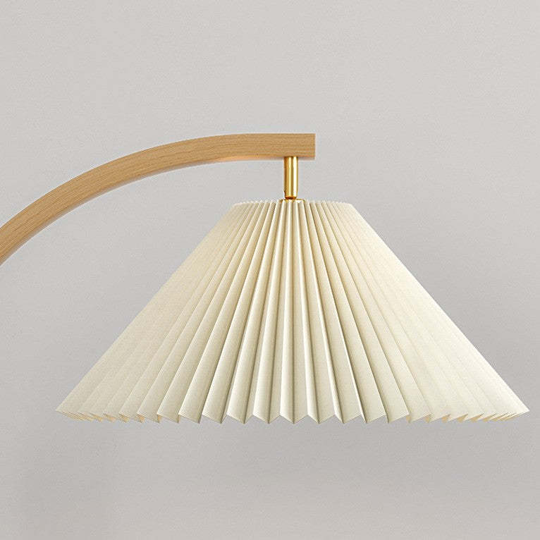Japanese Pleated Fabric Curved Iron Floor Lamp