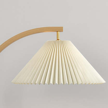 Japanese Pleated Fabric Curved Iron Floor Lamp