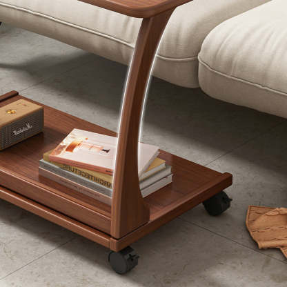 Vintage Engineered Wood Flip-Top Movable Side Table