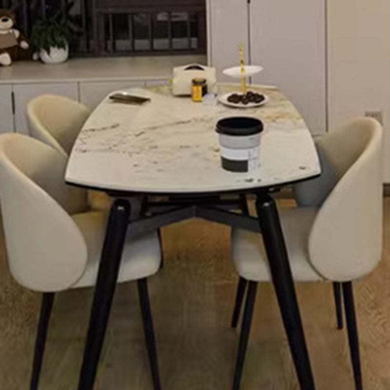 Minimalist Leather Wood Elliptical Curved Dining Chair