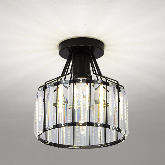 Modern Crystal Dome Semi-Flush Ceiling Light