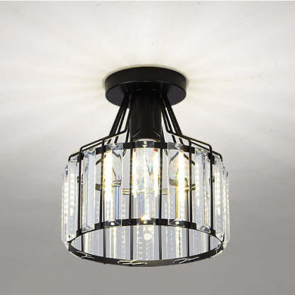 Modern Crystal Dome Semi-Flush Ceiling Light