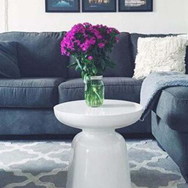 Scandinavian Round Disc Column End Table