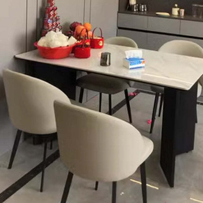 Minimalist Leather Wood Elliptical Curved Dining Chair