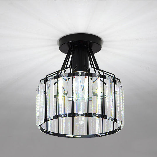 Modern Crystal Dome Semi-Flush Ceiling Light