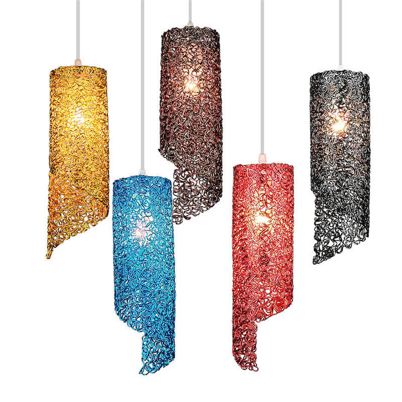 Modern Colorful Aluminum Spiral Cylinder Pendant Light