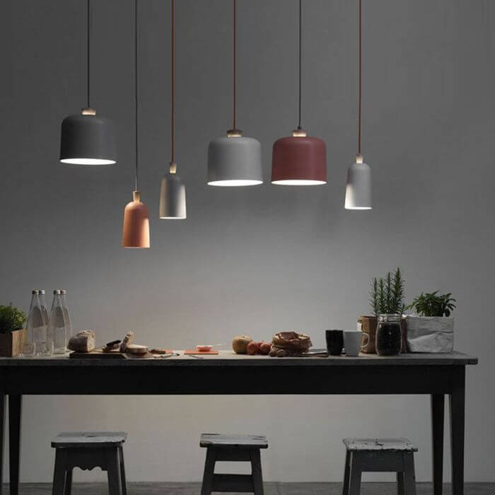 Lighom modern cylinder macaron aluminum pendant lighting — 11.8" W x 11.8" H / Gray / 220V-240V (UK/AU)
