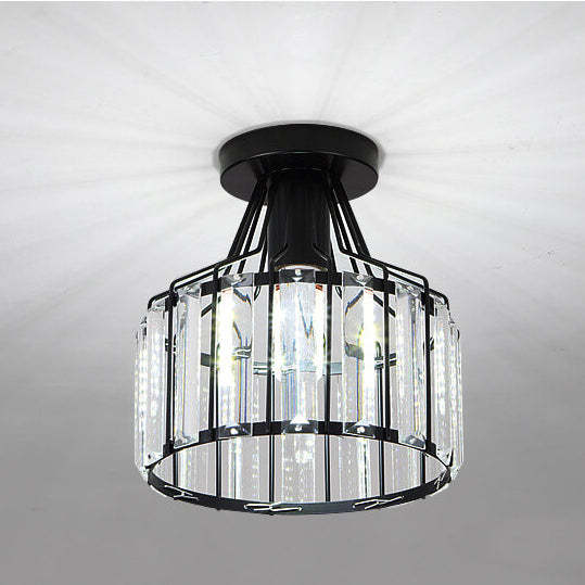 Modern Crystal Dome Semi-Flush Ceiling Light