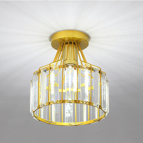 Modern Crystal Dome Semi-Flush Ceiling Light