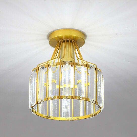 Modern Crystal Dome Semi-Flush Ceiling Light