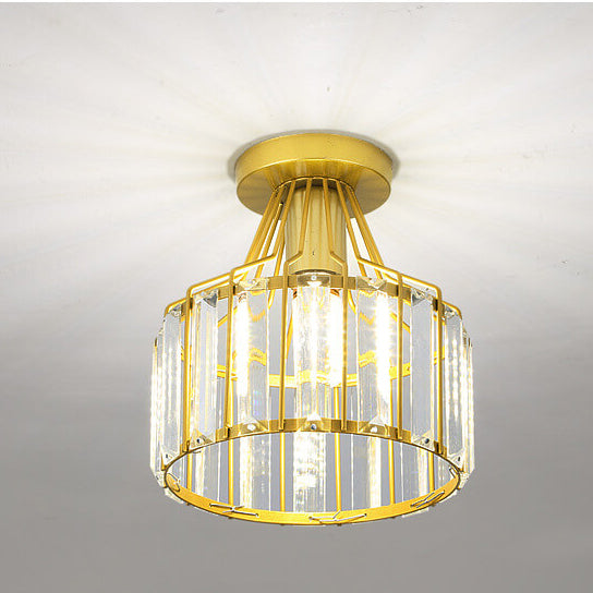 Modern Crystal Dome Semi-Flush Ceiling Light
