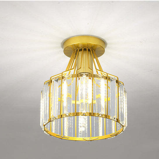 Modern Crystal Dome Semi-Flush Ceiling Light