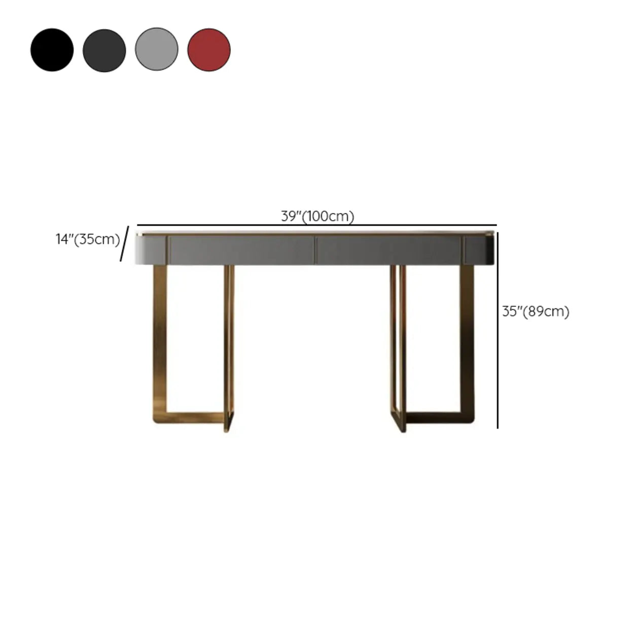 Metal Double Pedestal Stone Orange Console Table