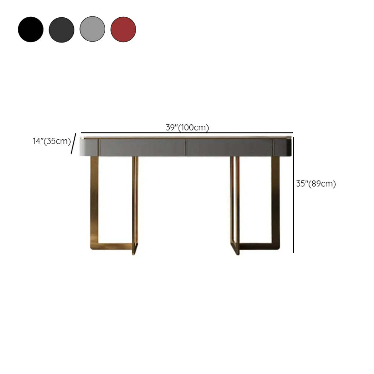 Metal Double Pedestal Stone Orange Console Table