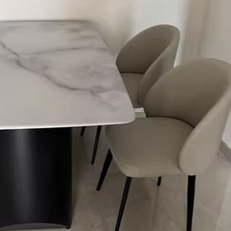 Minimalist Leather Wood Elliptical Curved Dining Chair