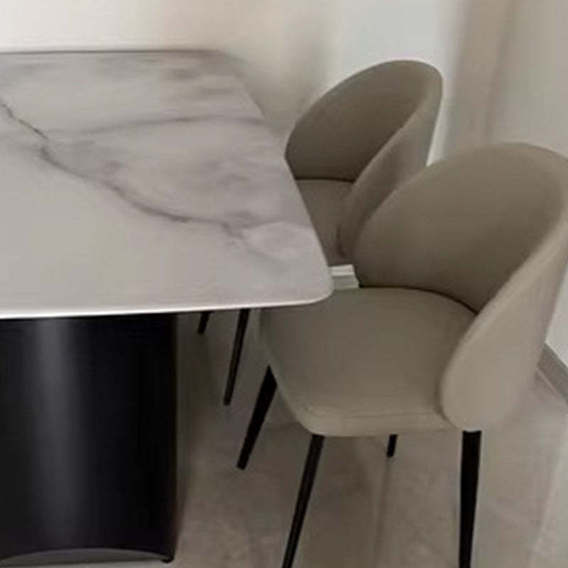Minimalist Leather Wood Elliptical Curved Dining Chair