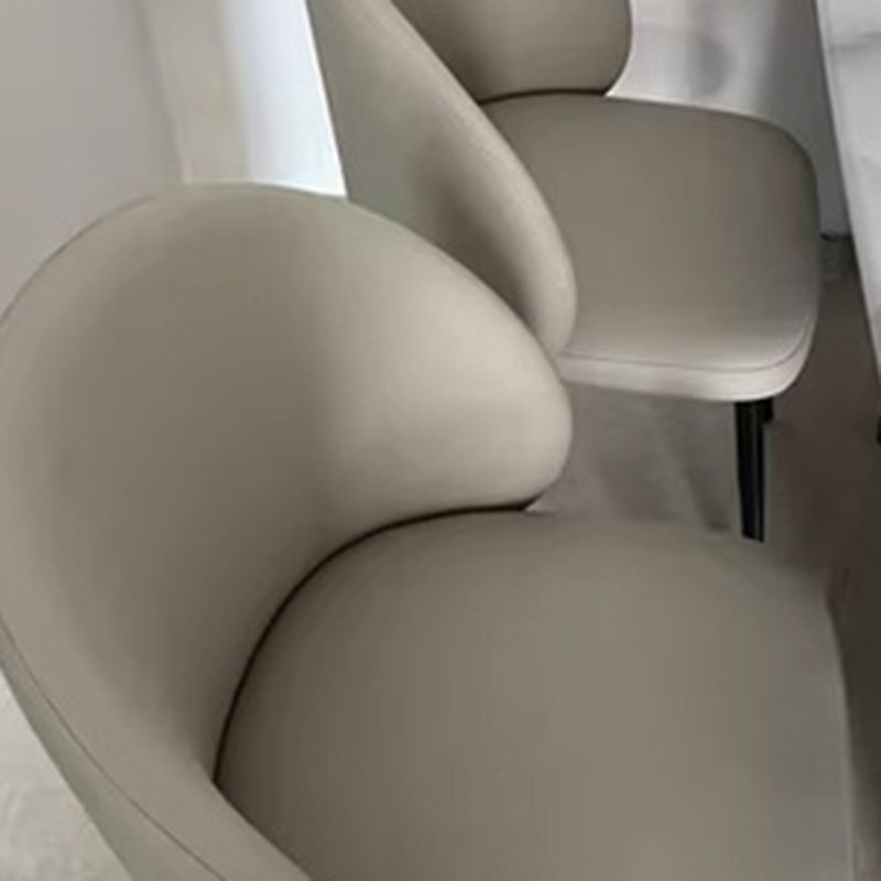 Minimalist Leather Wood Elliptical Curved Dining Chair