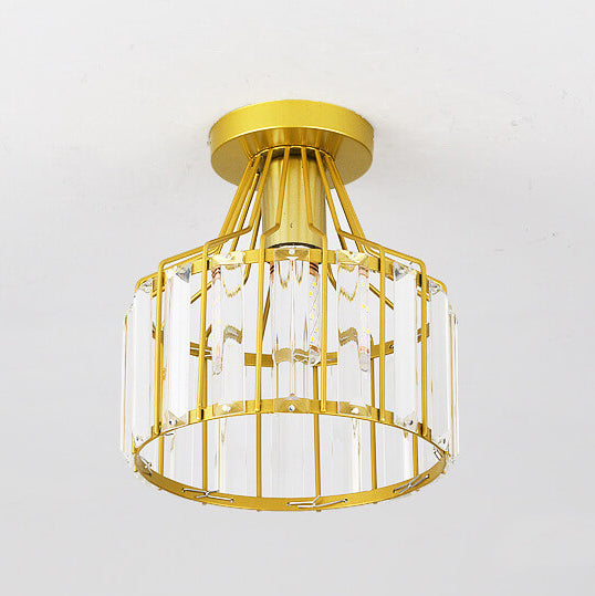 Modern Crystal Dome Semi-Flush Ceiling Light