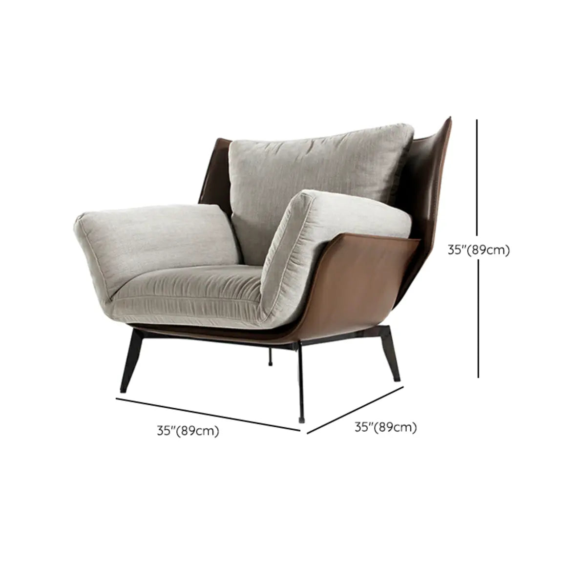 Gray Flared-Arm Removable Cushion Armchair