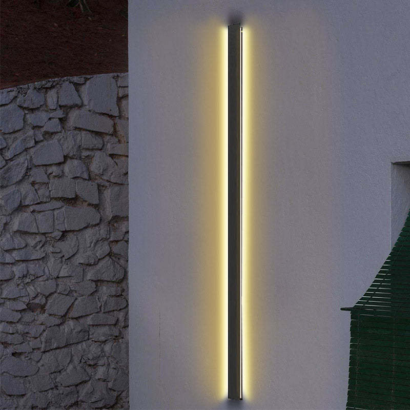 Long Strip LED Waterproof Black Minimalist Outdoor Wall Lights Exterior Lights-Lighom