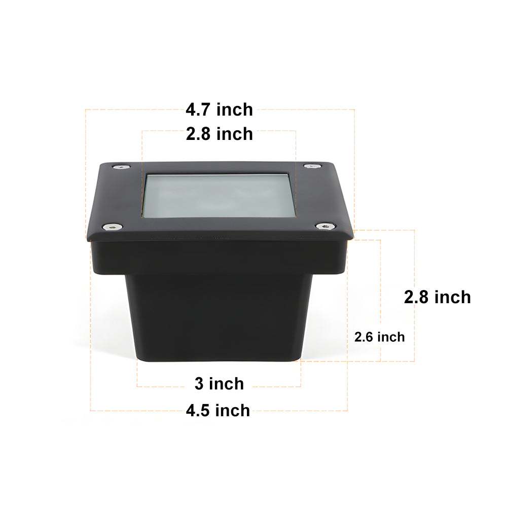 5-Light LED Modern Square In-Ground Well Lights Step Deck Lighting with Light Sensor for Pathways-Lighom