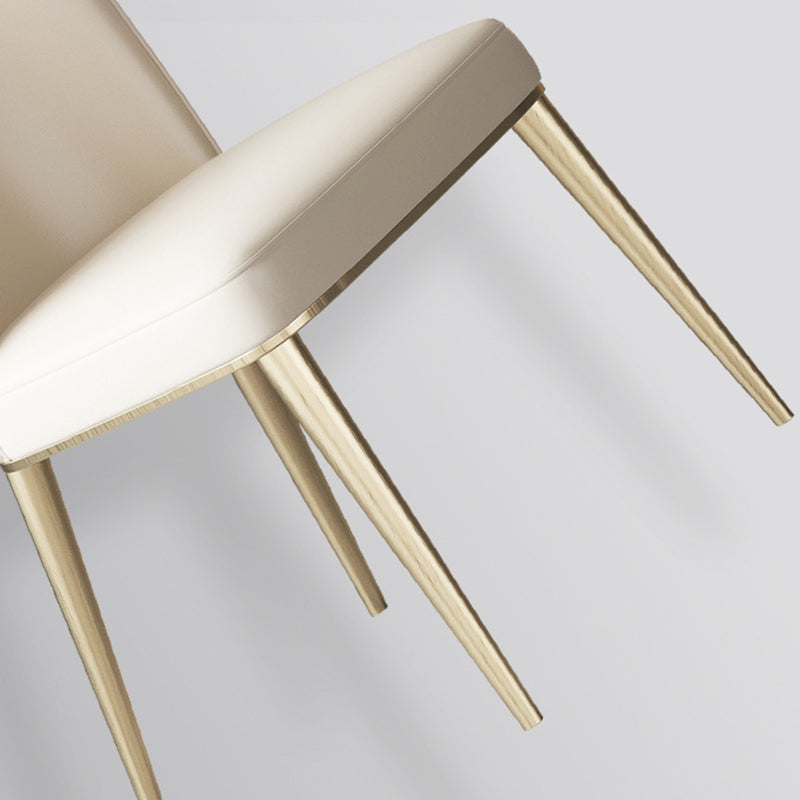 Nordic Curved Leather Tapered Leg Dining Chair