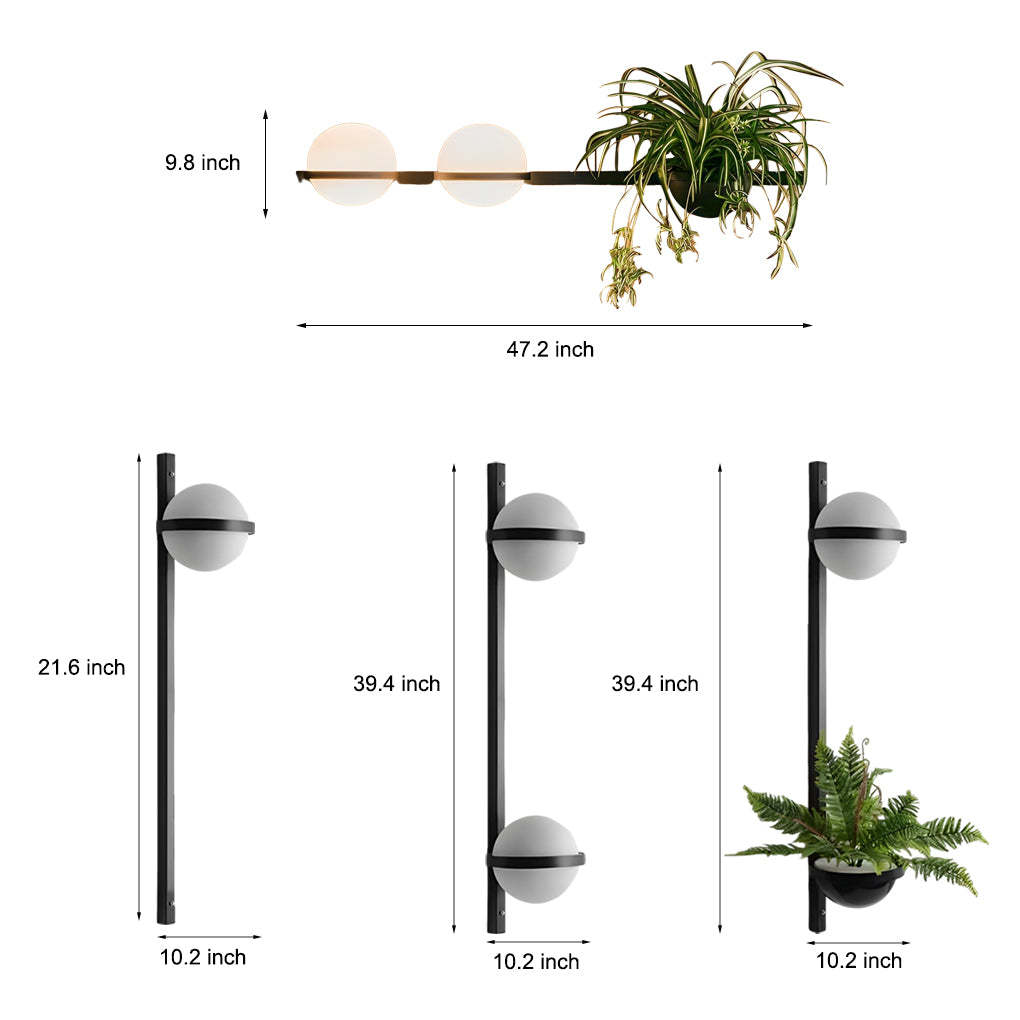 Creative Flowerpot Ball Waterproof LED Black Modern Outdoor Wall Light-Lighom