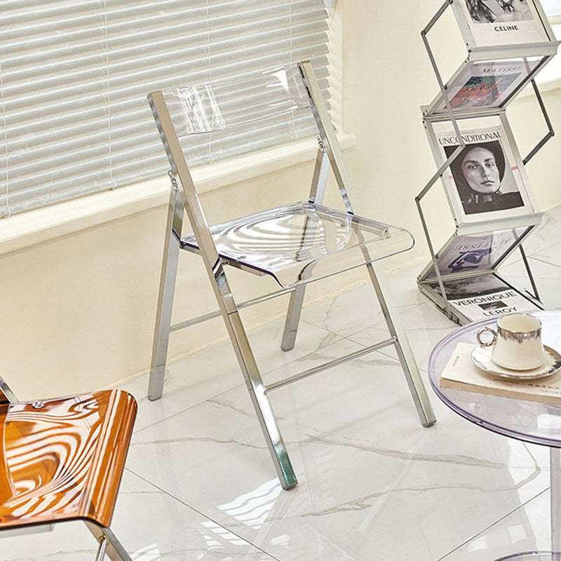 Nordic Acrylic Metal Foldable Dining Chair — Orange
