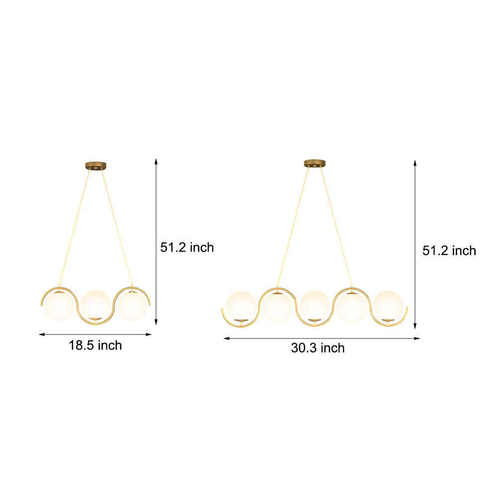 Wavy Linear Ball Glass Island Light