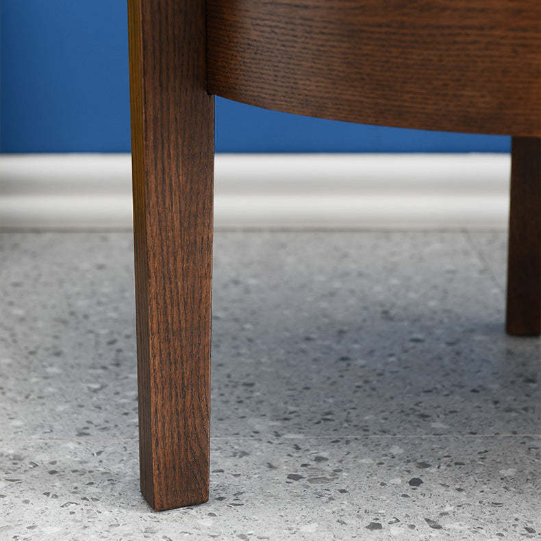 Retro Antique Oak Wood Circular End Table