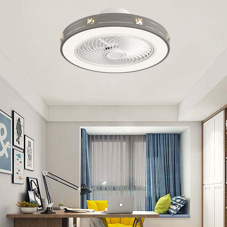 Minimalist Iron Copper LED Flush Mount Ceiling Fan Light