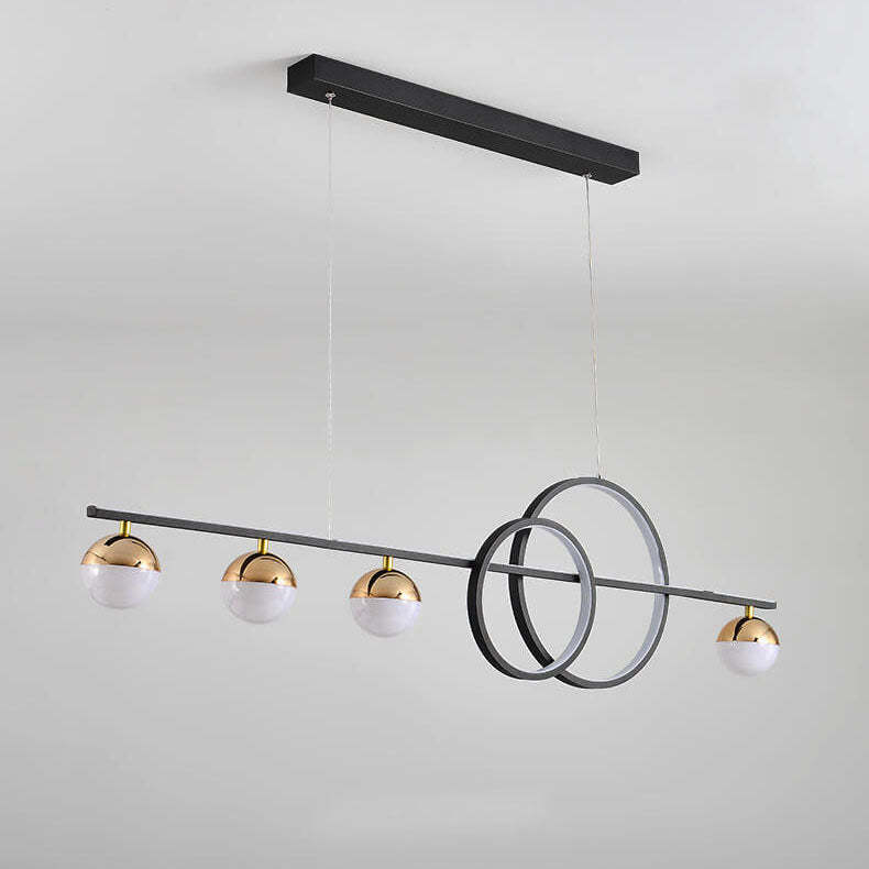 Modern Long Strip Round Globe LED Island Chandelier