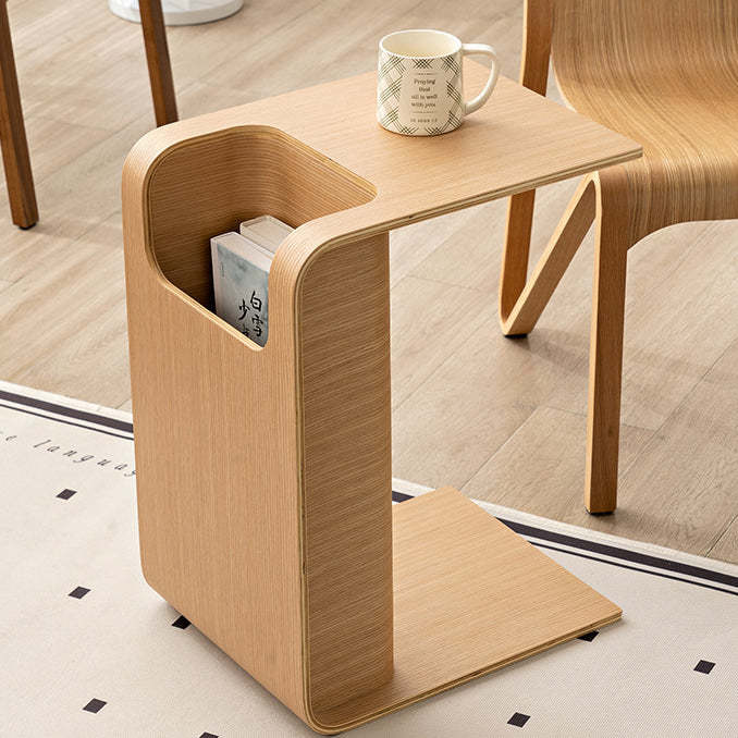 Minimalist Solid Wood C-Shaped Side Table