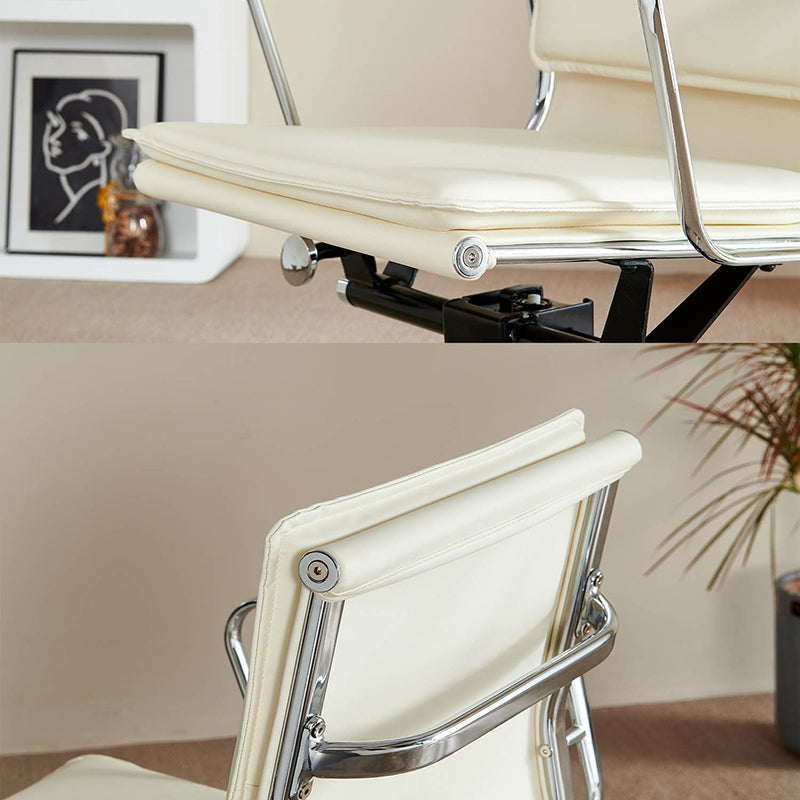 Retro Upholstered Leather Aluminum Desk Chair