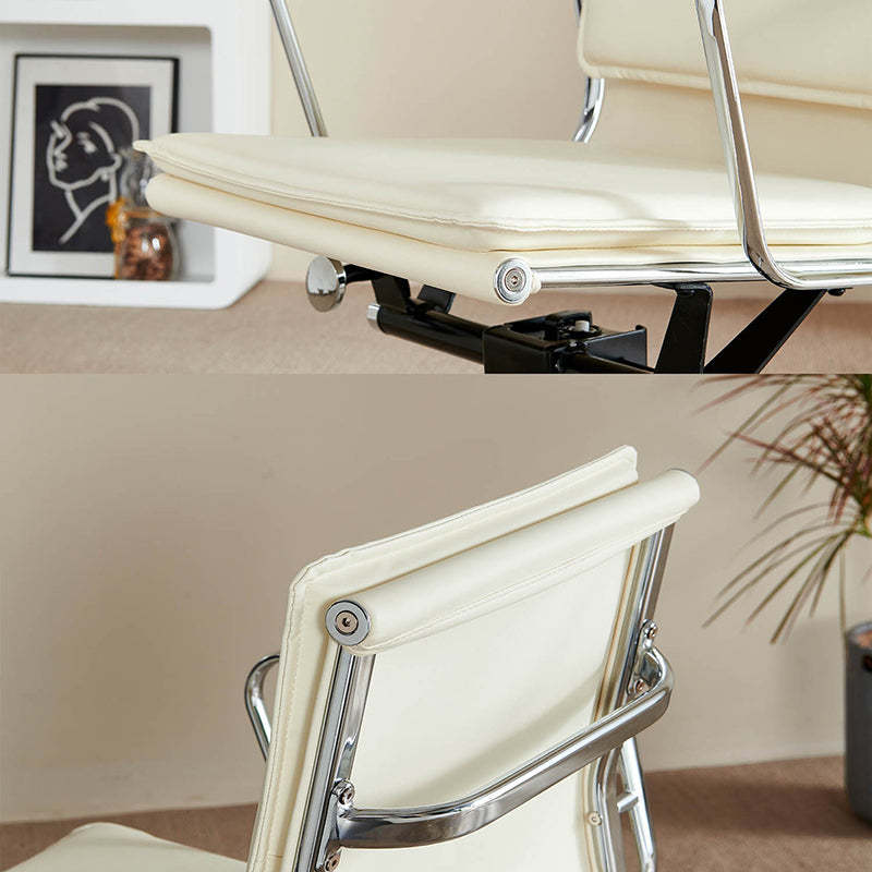 Retro Upholstered Leather Aluminum Desk Chair