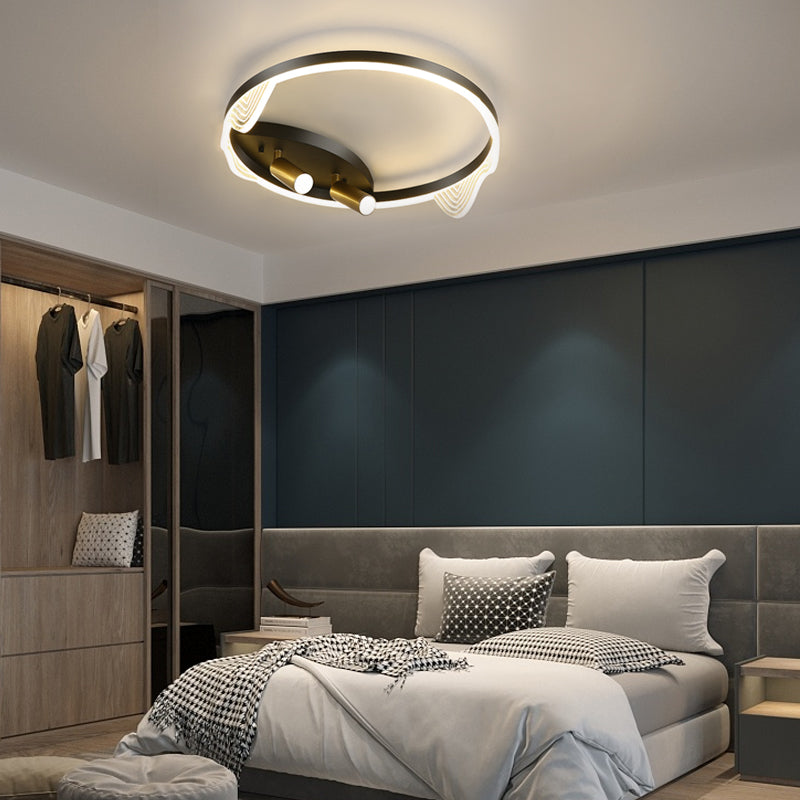 Round Dimmable LED Modern Ceiling Light with Spotlights