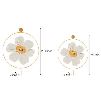 Round Metal Battery Operated LED Flower Wall Clock-Lighom