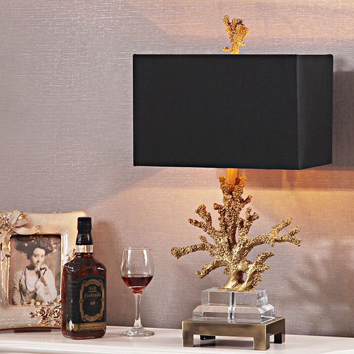 Vintage Fabric Coral Base Table Lamp