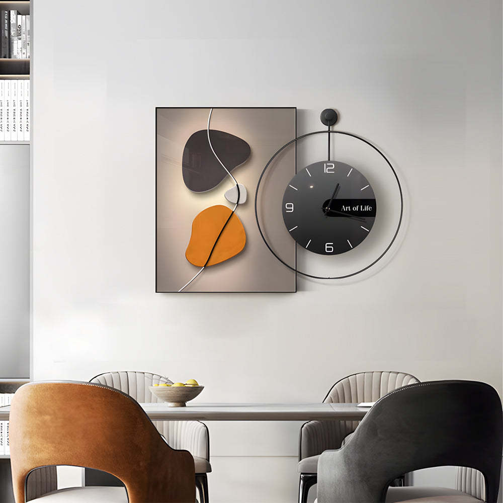 Geometric Silent Wall Clock Canvas Painting Wall Art Decor-Lighom