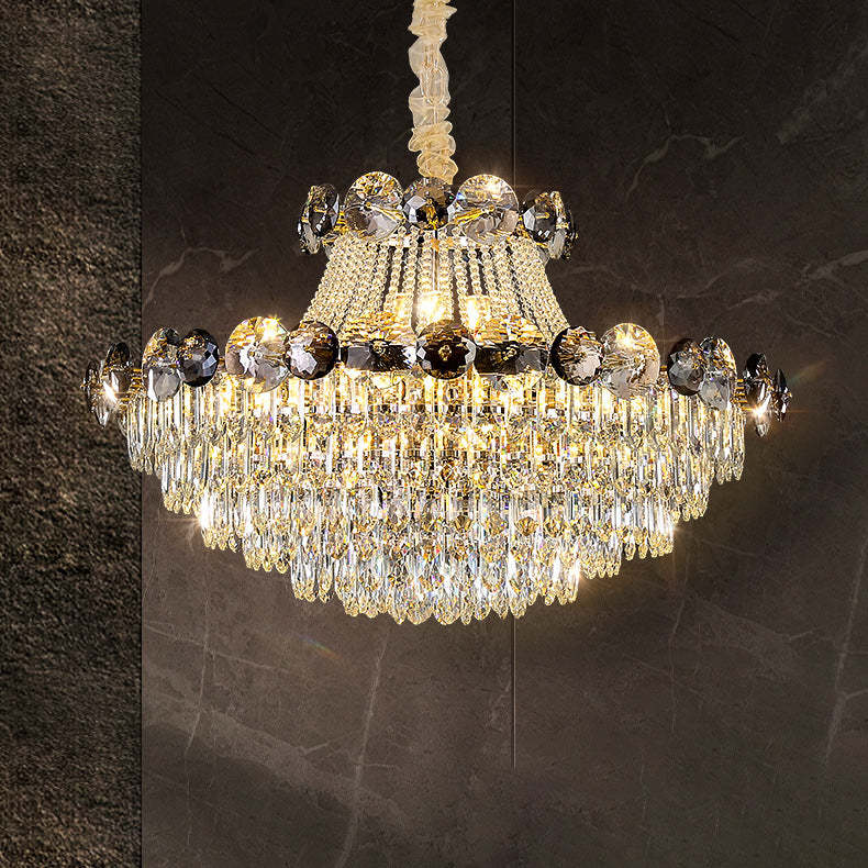 Half Round Ball Crystal Iron Chandelier — 10 / 110V-120V For US/CA