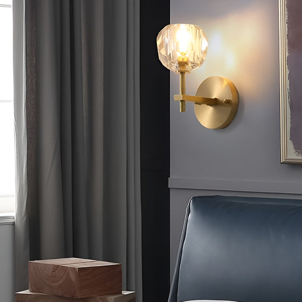 Ball-shaped LED Crystal Gold Postmodern Plug in Sconce Lighting Wall Lamp-Lighom