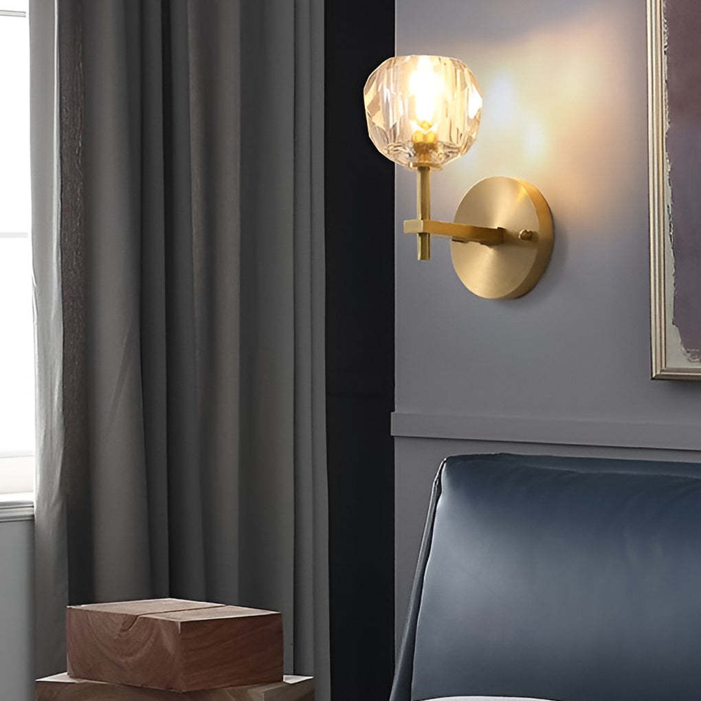 Ball-shaped LED Crystal Gold Postmodern Plug in Sconce Lighting Wall Lamp-Lighom