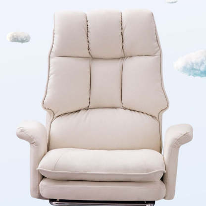 Minimalist PU Leather Steel Desk Chair — With Footrest / Pink