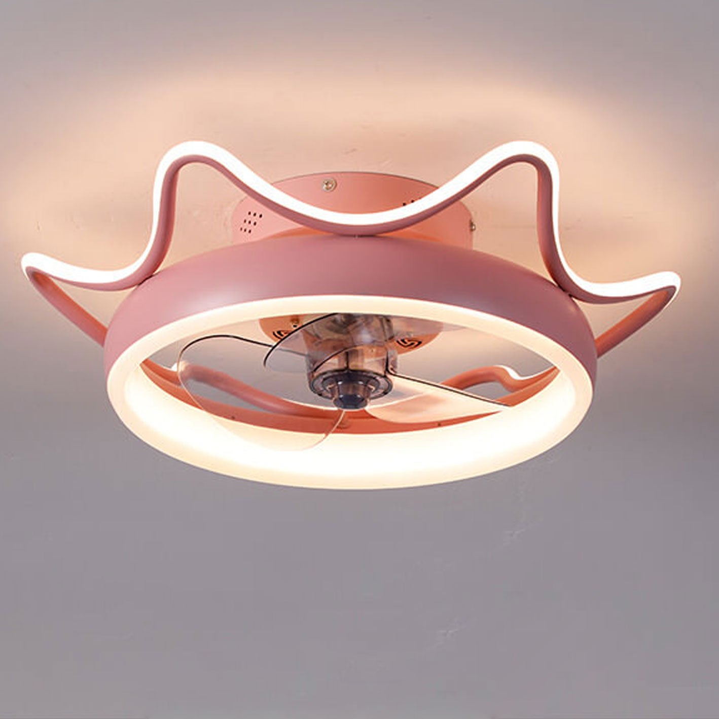 Nordic Round Wrought Iron LED Flush Mount Fan Light