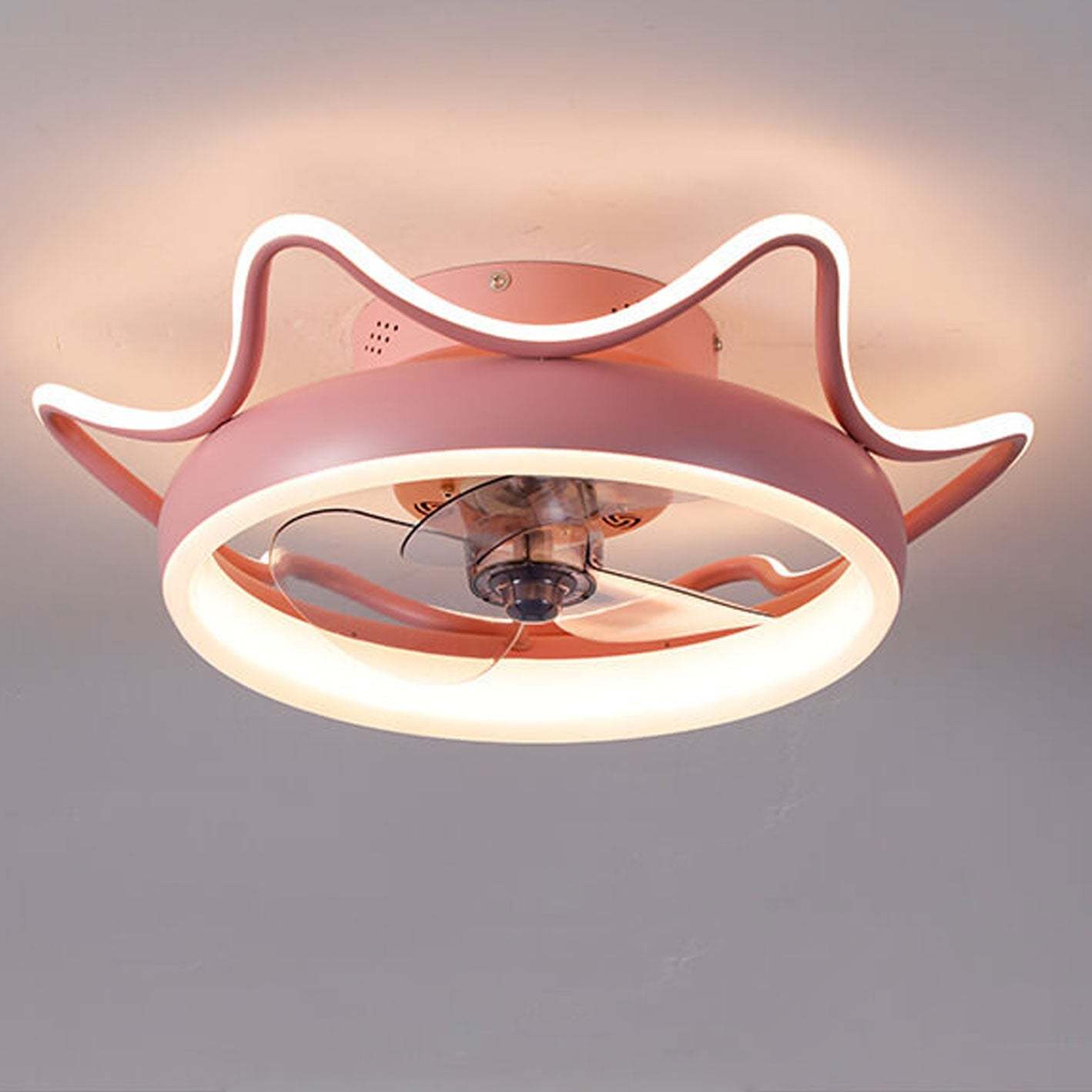 Nordic Round Wrought Iron LED Flush Mount Fan Light